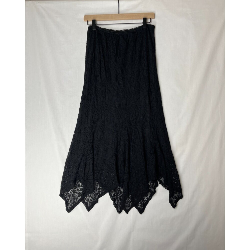 White Stag Skirt Small Black Lace Goth Dark Fairy Handkerchief Hem Witchy Witch